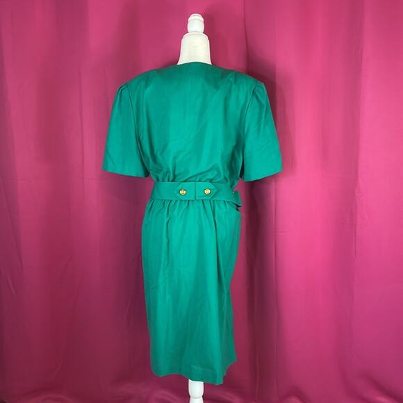 Vintage 80s VLP Plus teal button down power suit dress, size 24 - Picture 2 of 11
